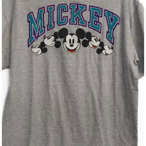 Disney Designs Mens Gray Graphic T Shirt Spellout Mickey Crew Short Sleeve L/XL - Picture 3 of 8